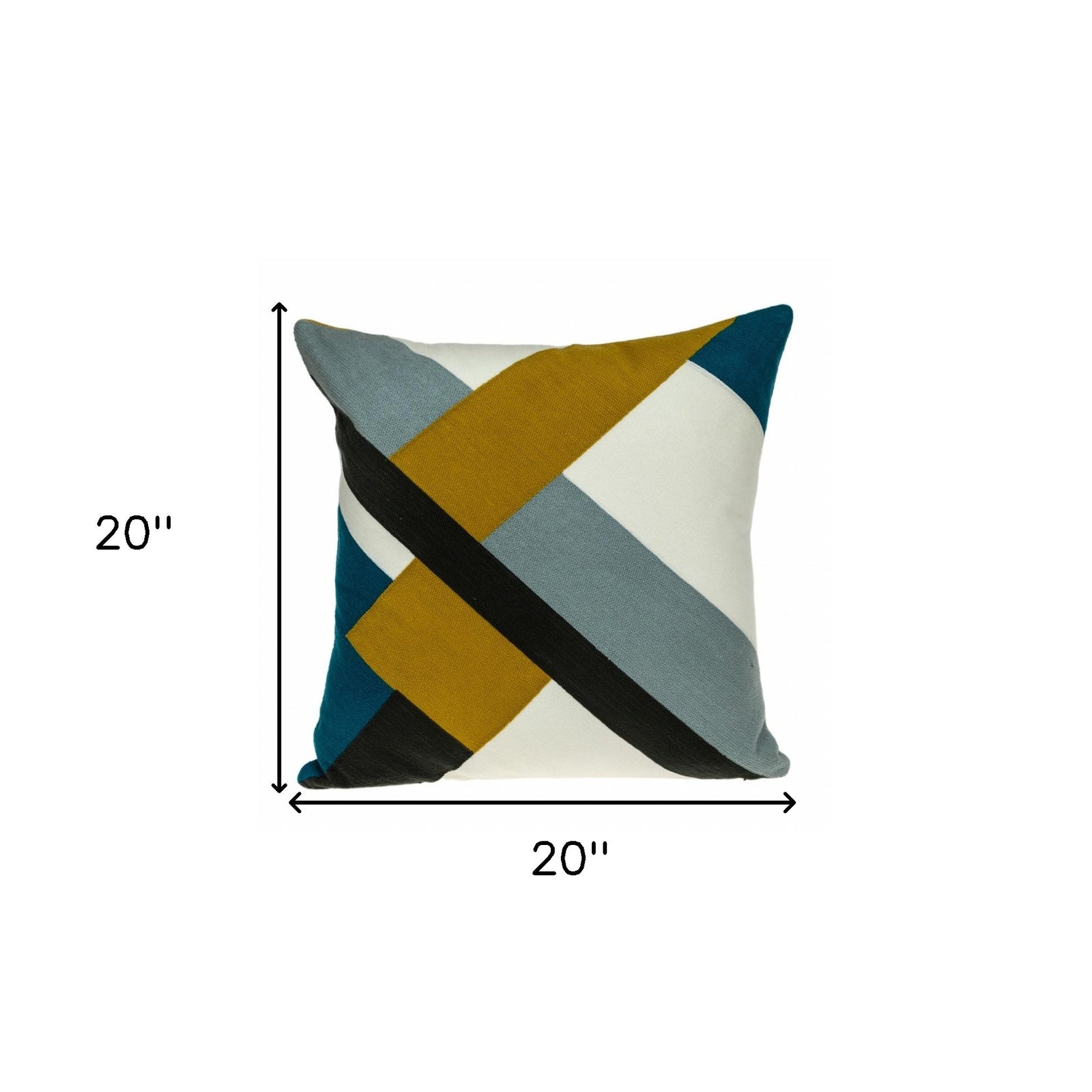 20" X 20" Black And Brown Geometric Zippered 100% Cotton Throw Pillow