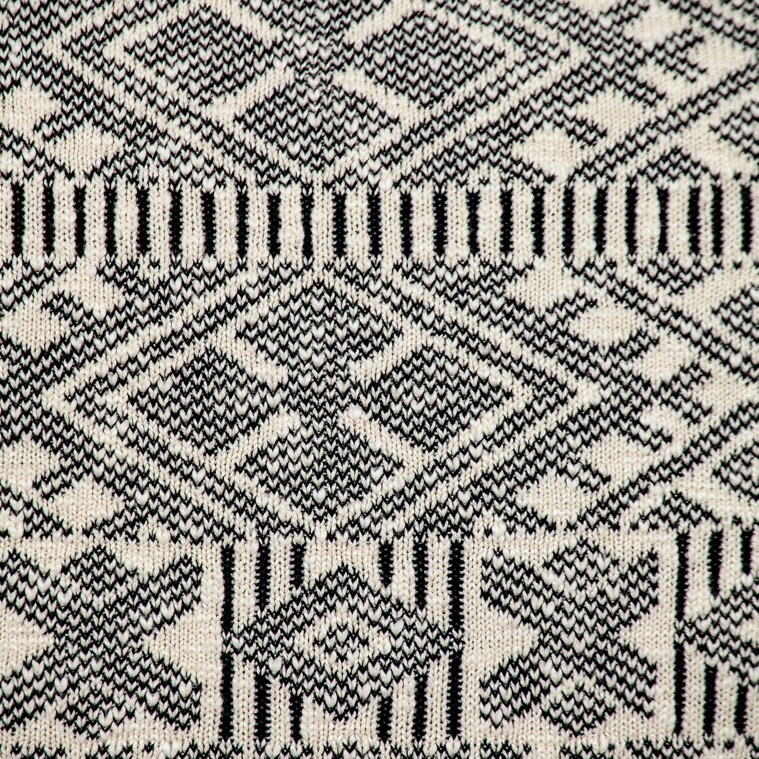 20" x 20" Black and Cream Bohemian Pattern Square Accent Throw Pillow with Tassel