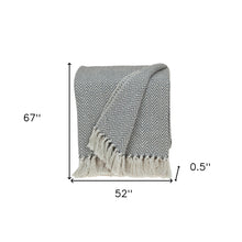 Handloomed Dark Gray Cotton Throw Blanket with Tassels