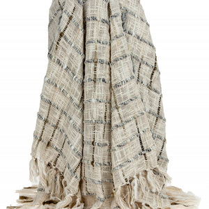 Olive and Beige Textured Woven Handloom Throw