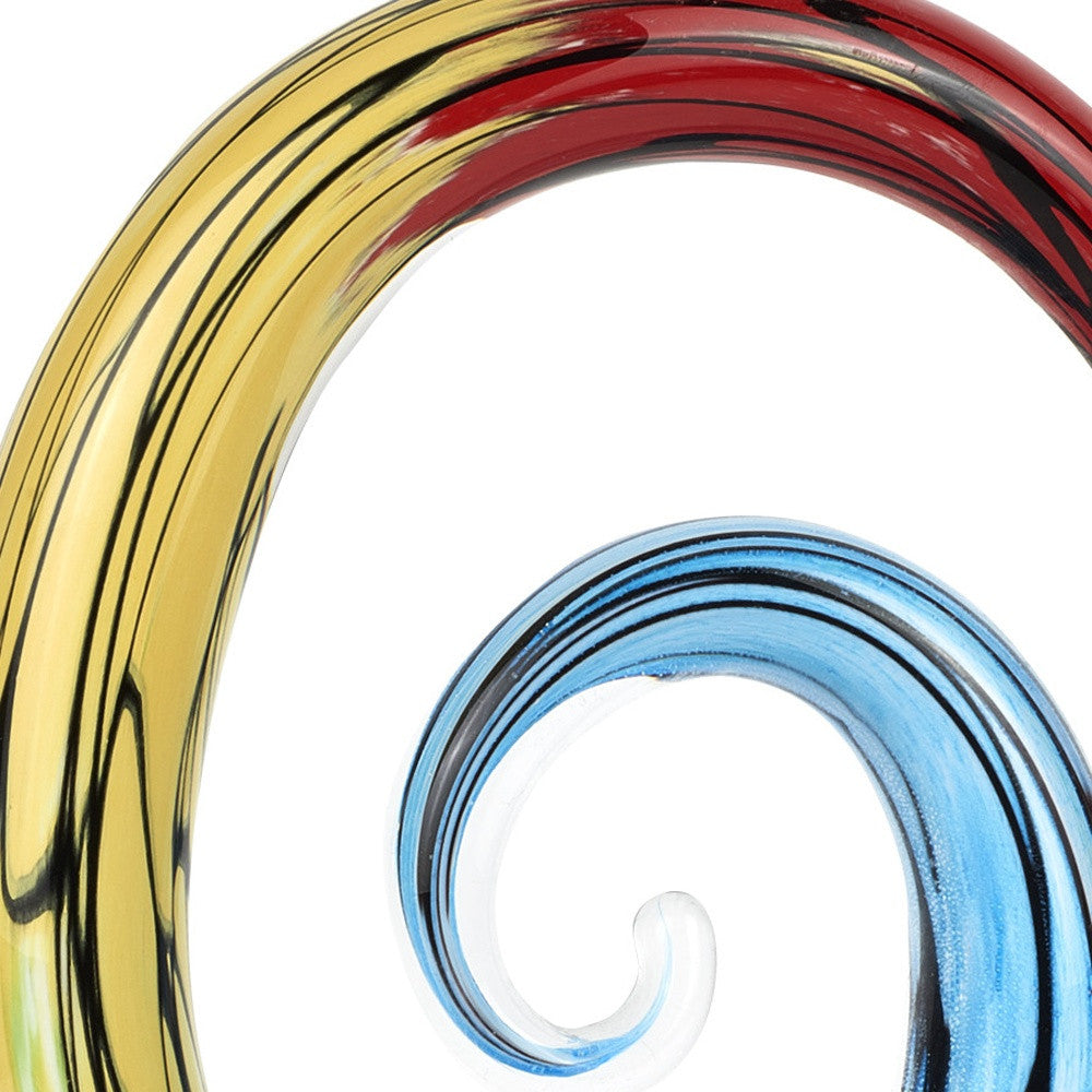 7" Rainbow Glass Abstract Hand Painted Sculpture