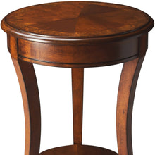 Medium Brown And Olive Ash Wood Round End Table With Shelf 26