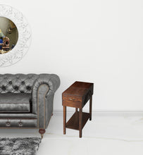 Mesa auxiliar rectangular de madera maciza marrón oscuro de 28