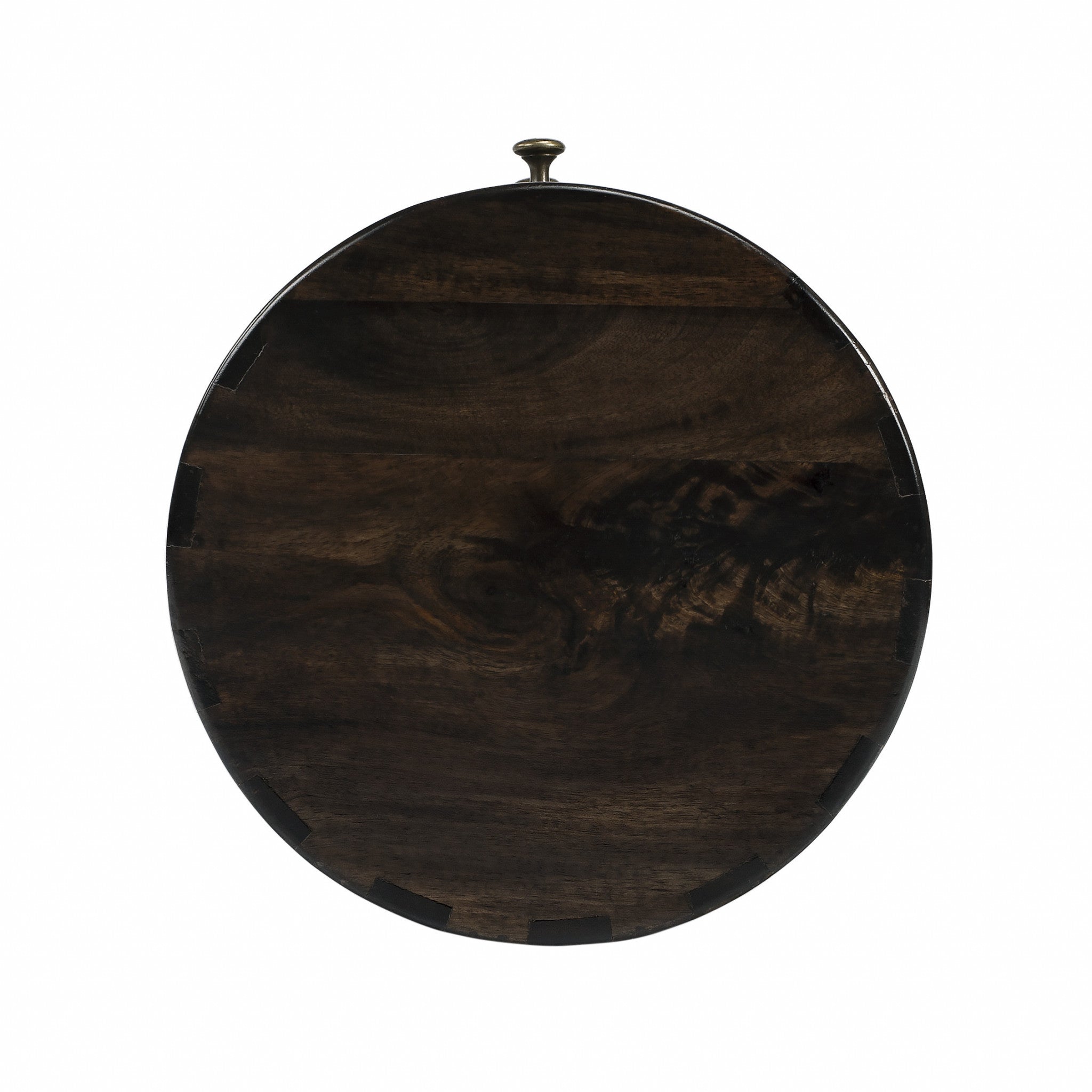 24" Dark Brown Chocolate Wood Round End Table With Four Drawers