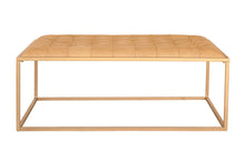 48 英寸棕色真皮簇絨皮革和鐵咖啡桌