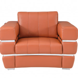 Terra Cotta Stripe Top Grade Italian Leather Chair