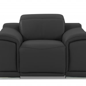 Mod Charcoal Gray Italian Leather Recliner Chair