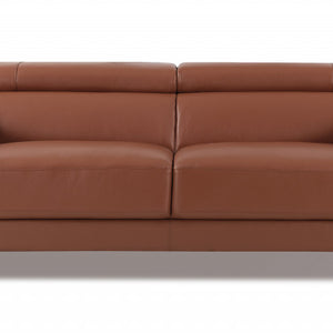 89" Camel Brown and Chrome Genuine Leather Standard Sofa