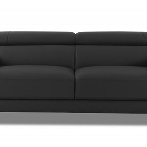 89" Dark Gray and Chrome Genuine Leather Standard Sofa