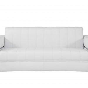 89" White Genuine Leather Standard Sofa