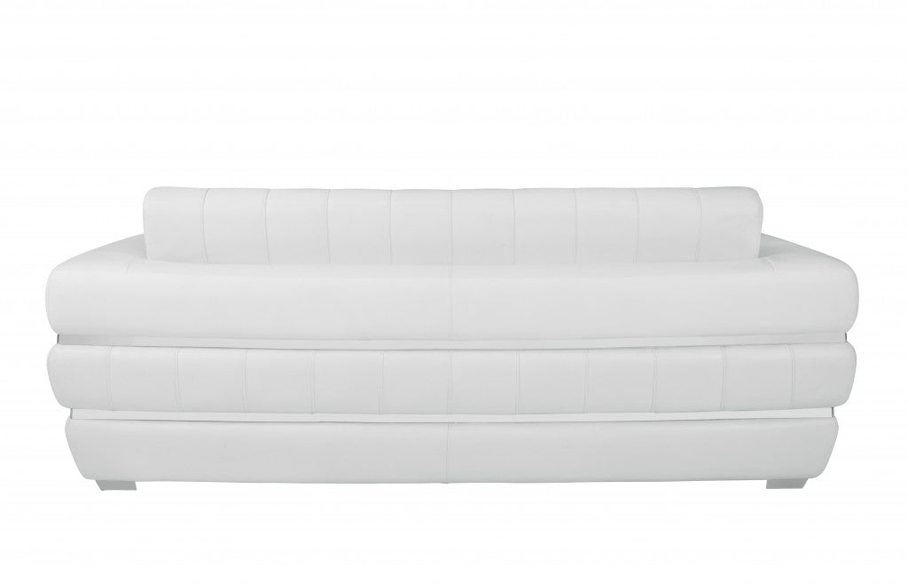 89" White Genuine Leather Standard Sofa