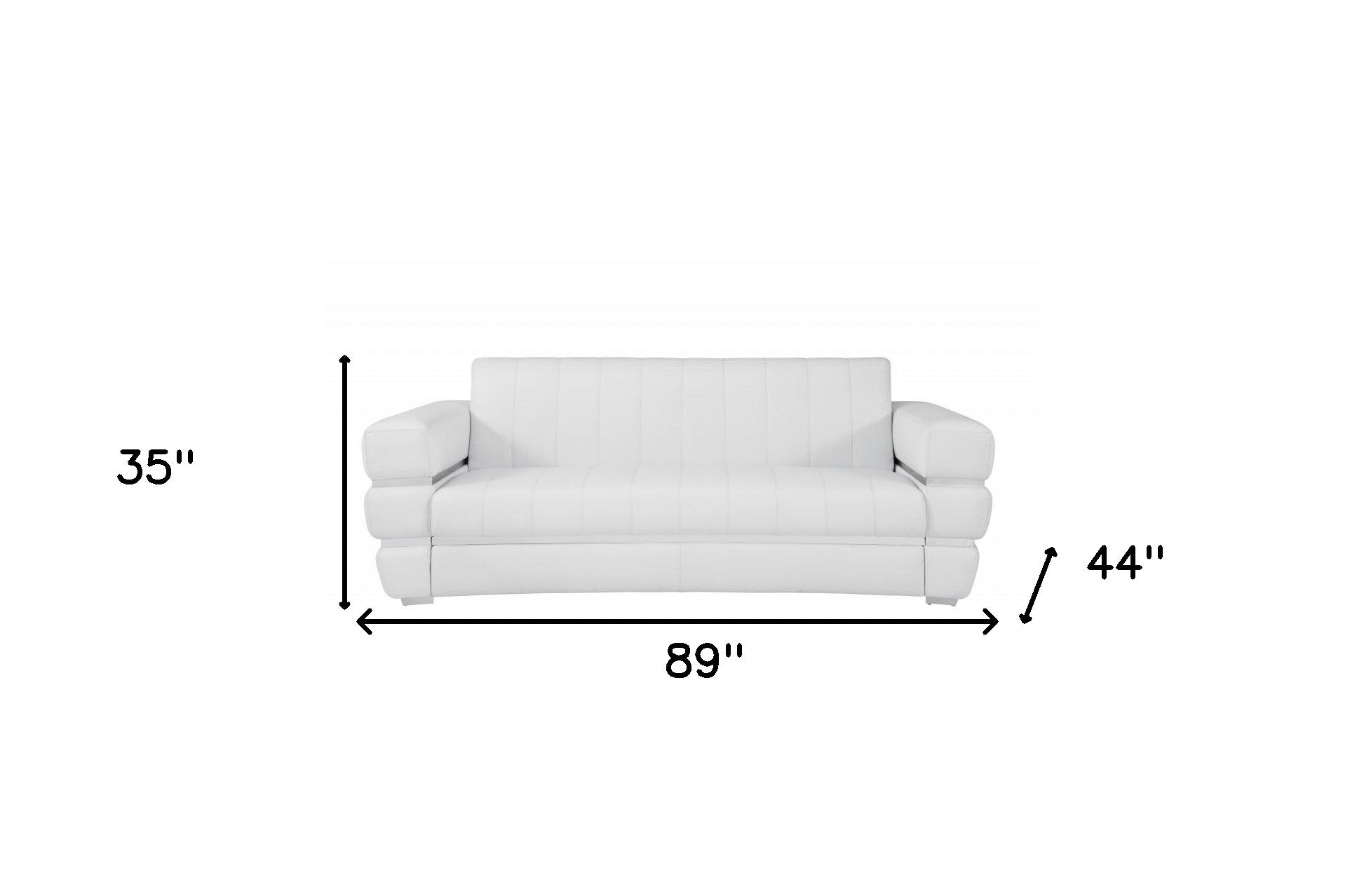 89" White Genuine Leather Standard Sofa