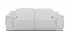 White Genuine Leather Reclining Sofa 86