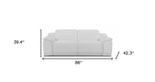 White Genuine Leather Reclining Sofa 86