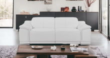 White Genuine Leather Reclining Sofa 86