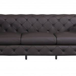 93" Brown Genuine Leather Standard Sofa