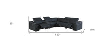 Black Italian Leather Power Recline L Shape Six Piece Corner Sectional With Console