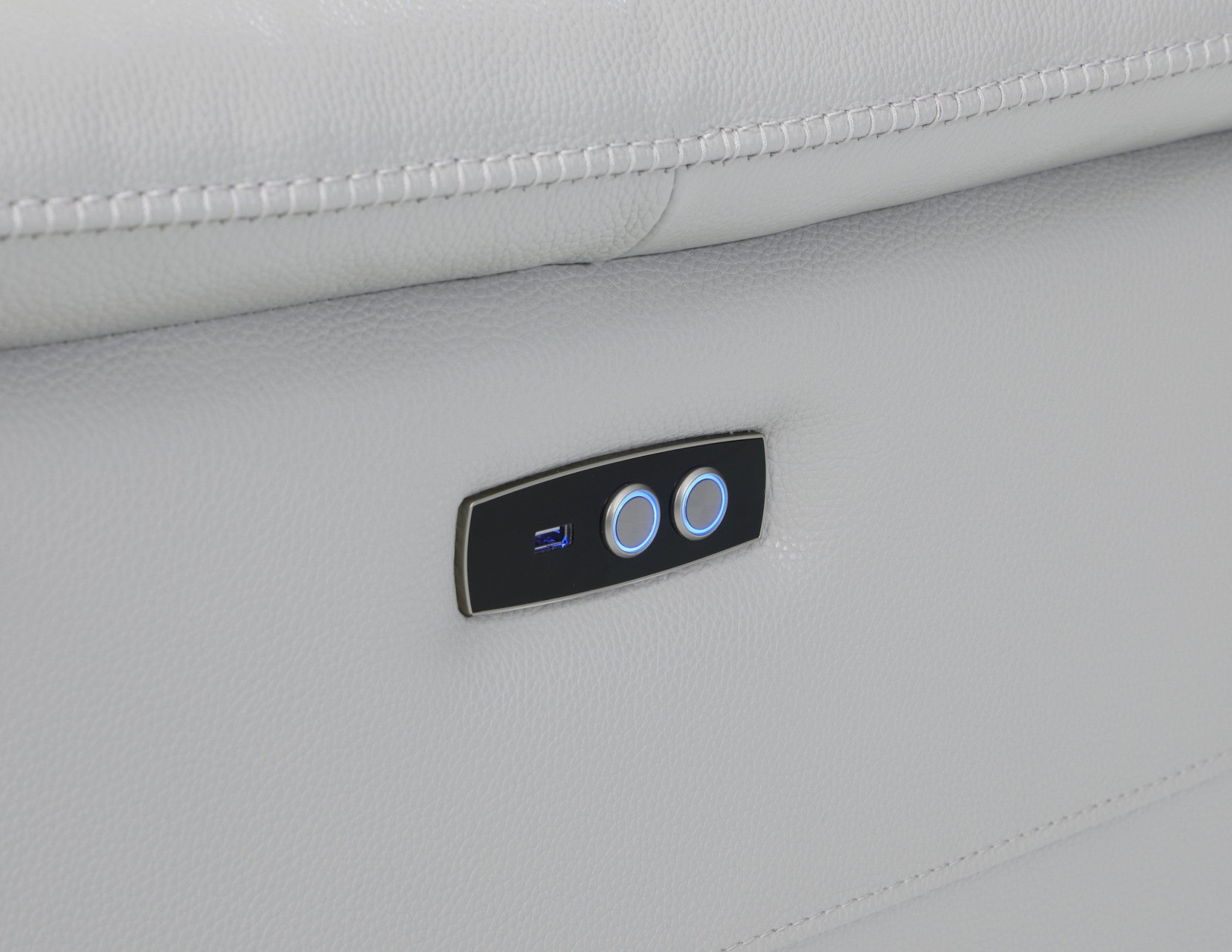 Light Gray Italian Leather Power Recline L Shape Six Piece Corner Sectional With Console