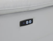 Light Gray Italian Leather Power Recline L Shape Six Piece Corner Sectional With Console