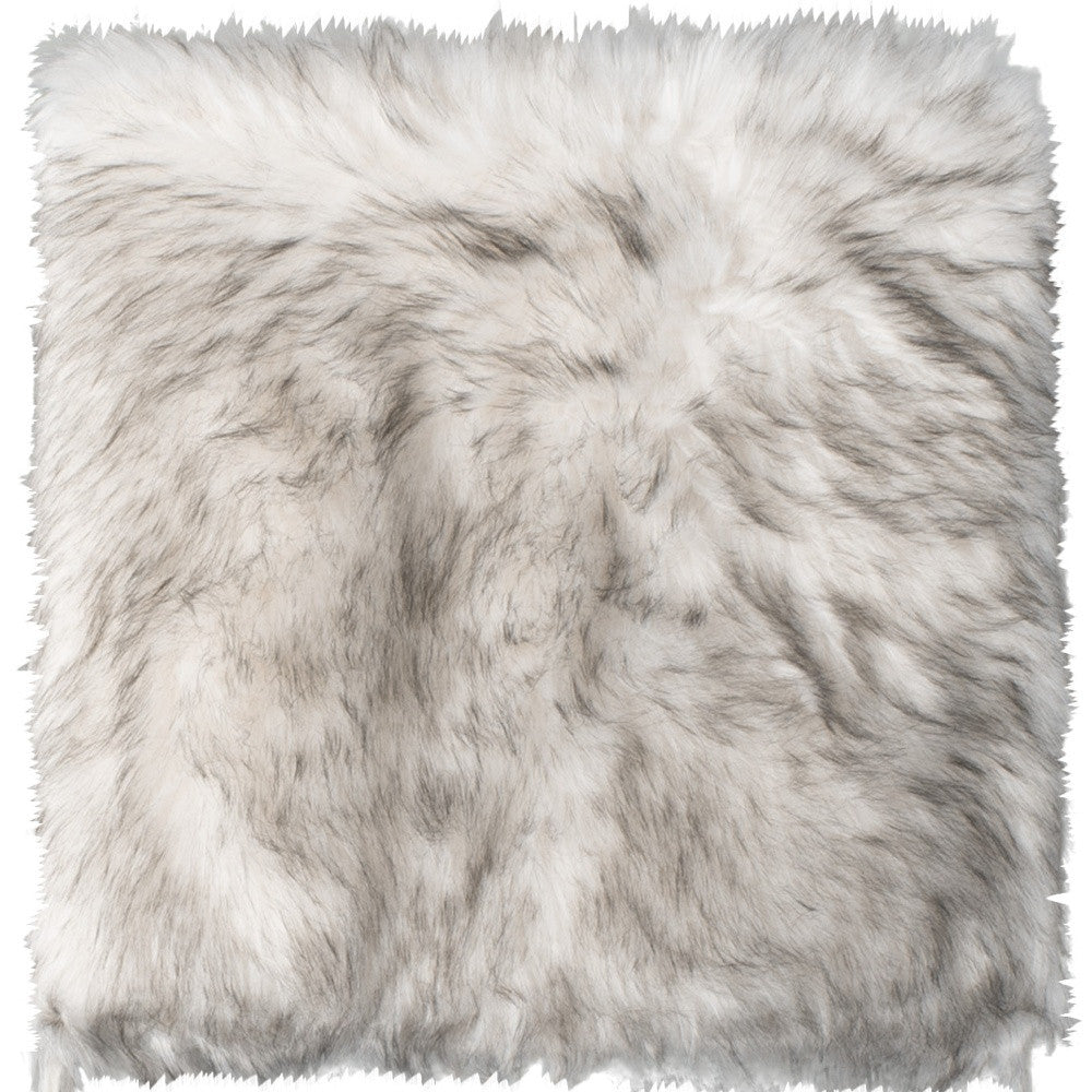 Set Of Two 17" X 17"  Ombre Grey Faux Fur Dining Chair Cushion Pads