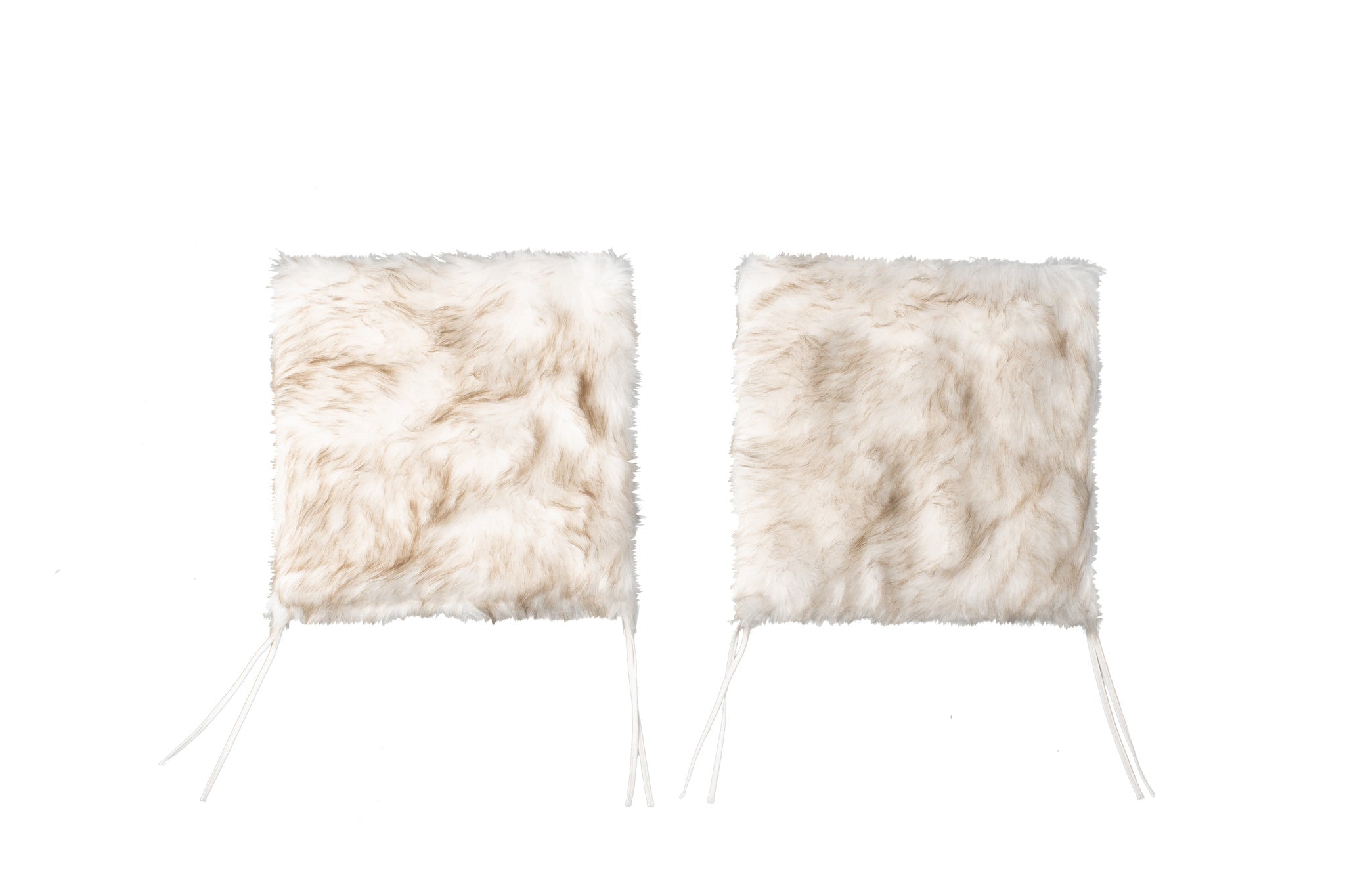 Gradient Tan Faux Fur Dining Chair Pad Set Of Two - 17" x 17"
