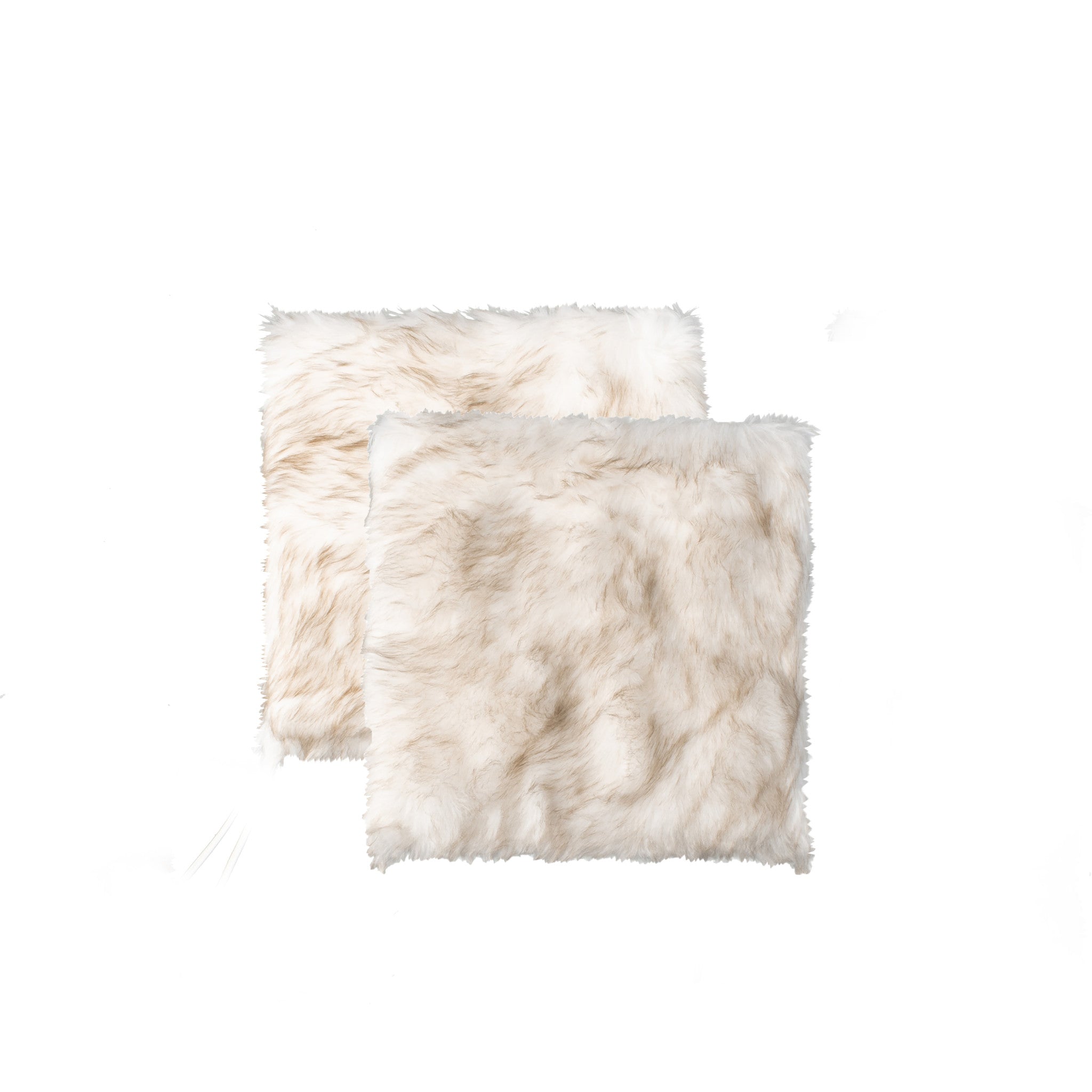 Gradient Tan Faux Fur Dining Chair Pad Set Of Two - 17" x 17"