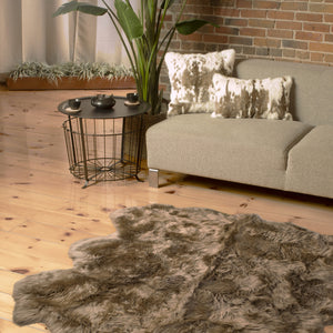 5' X 6' Taupe Wool Sheepskin Handmade Area Rug