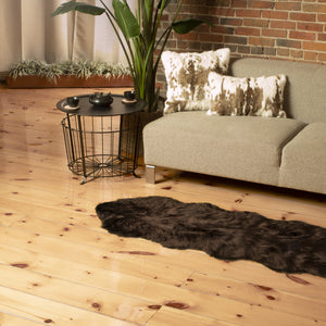 2' X 6' Chocolate Faux Fur Washable Non Skid Area Rug