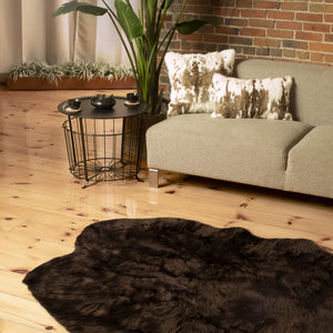 4' X 6' Chocolate Faux Fur Tufted Washable Non Skid Area Rug