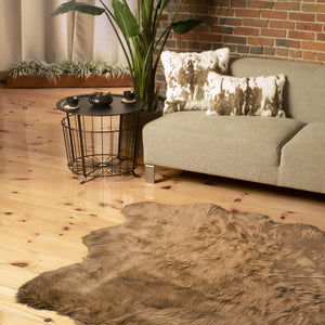5' x 6' Tan Faux Sheepskin Non Skid Area Rug