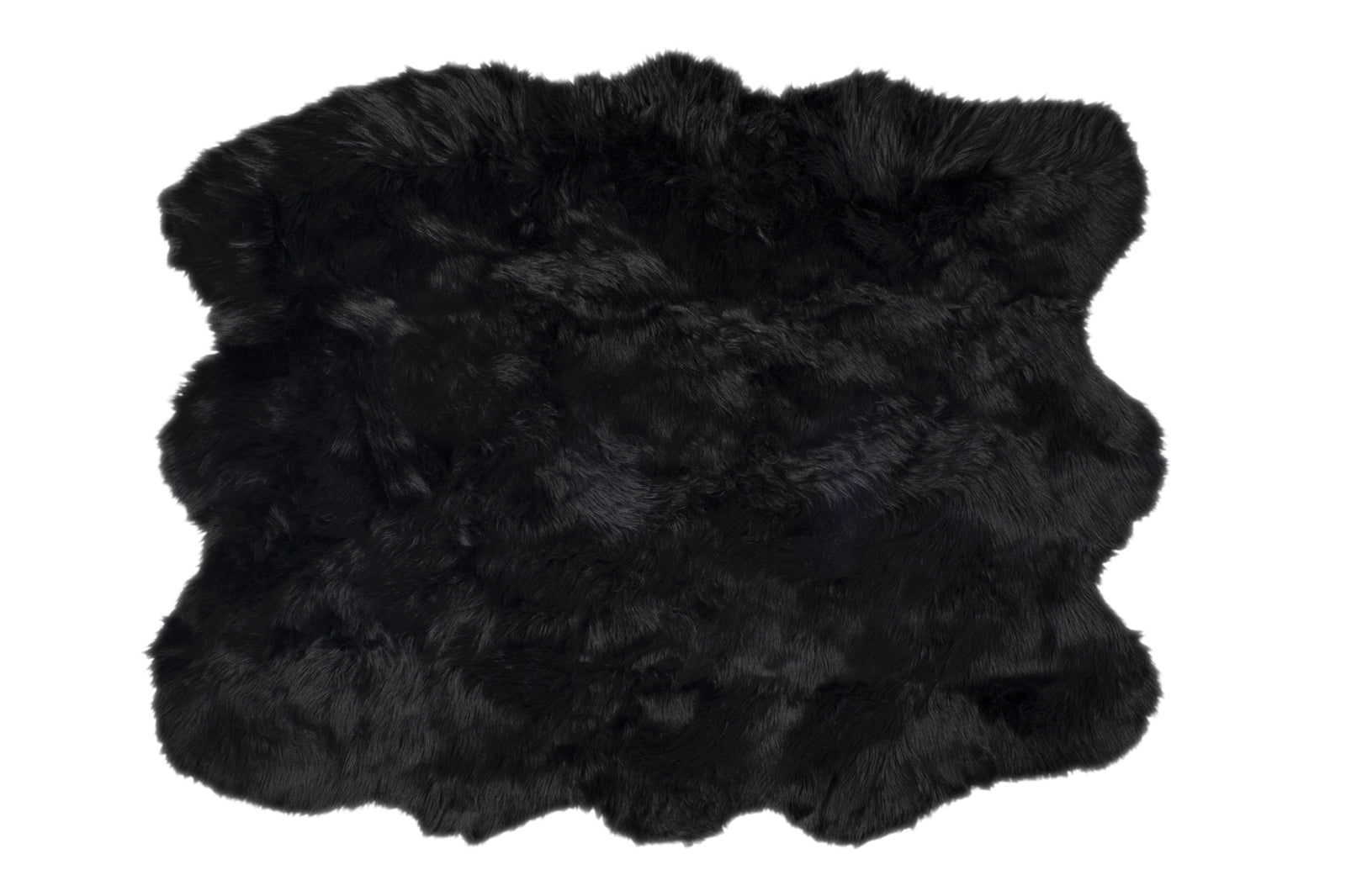 5' X 6' Black Faux Fur Washable Non Skid Area Rug
