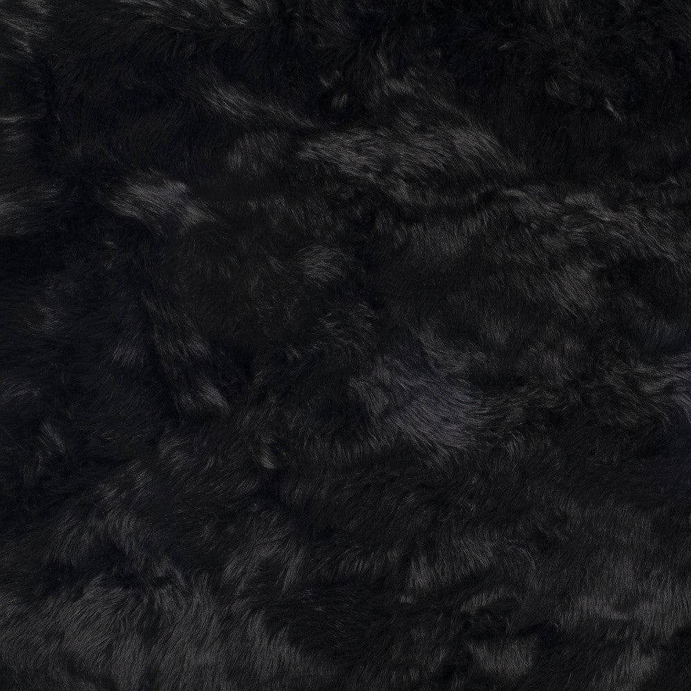 5' X 6' Black Faux Fur Washable Non Skid Area Rug