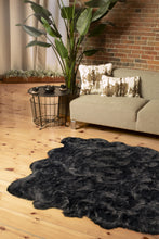 6' X 6' Grey Faux Fur Washable Non Skid Area Rug