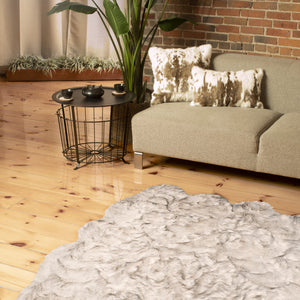 6' X 6' Ombre Grey Faux Fur Washable Non Skid Area Rug