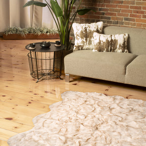 6' X 6' Ombre Tan Faux Fur Washable Non Skid Area Rug