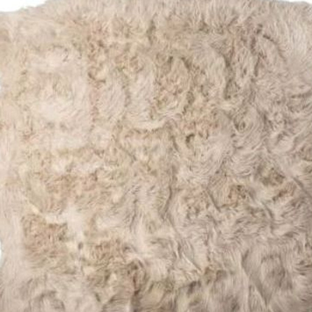 6' X 6' Taupe Faux Fur Washable Non Skid Area Rug