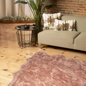 6' X 6' Dusty Rose Faux Fur Washable Non Skid Area Rug