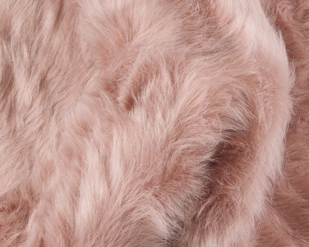 6' X 6' Dusty Rose Faux Fur Washable Non Skid Area Rug