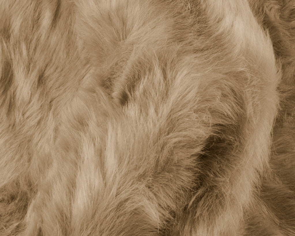 6' X 6' Tan Round Faux Fur Washable Non Skid Area Rug
