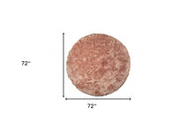 6' X 6' Dusty Rose Round Faux Fur Washable Non Skid Area Rug