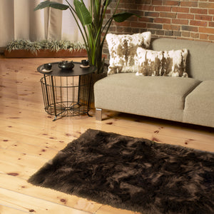 3' X 5' Chocolate Faux Fur Non Skid Area Rug