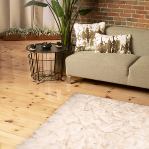 5' X 8' Ombre Tan Faux Fur Washable Non Skid Area Rug