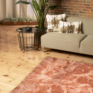 5' X 8' Dusty Rose Faux Fur Non Skid Area Rug