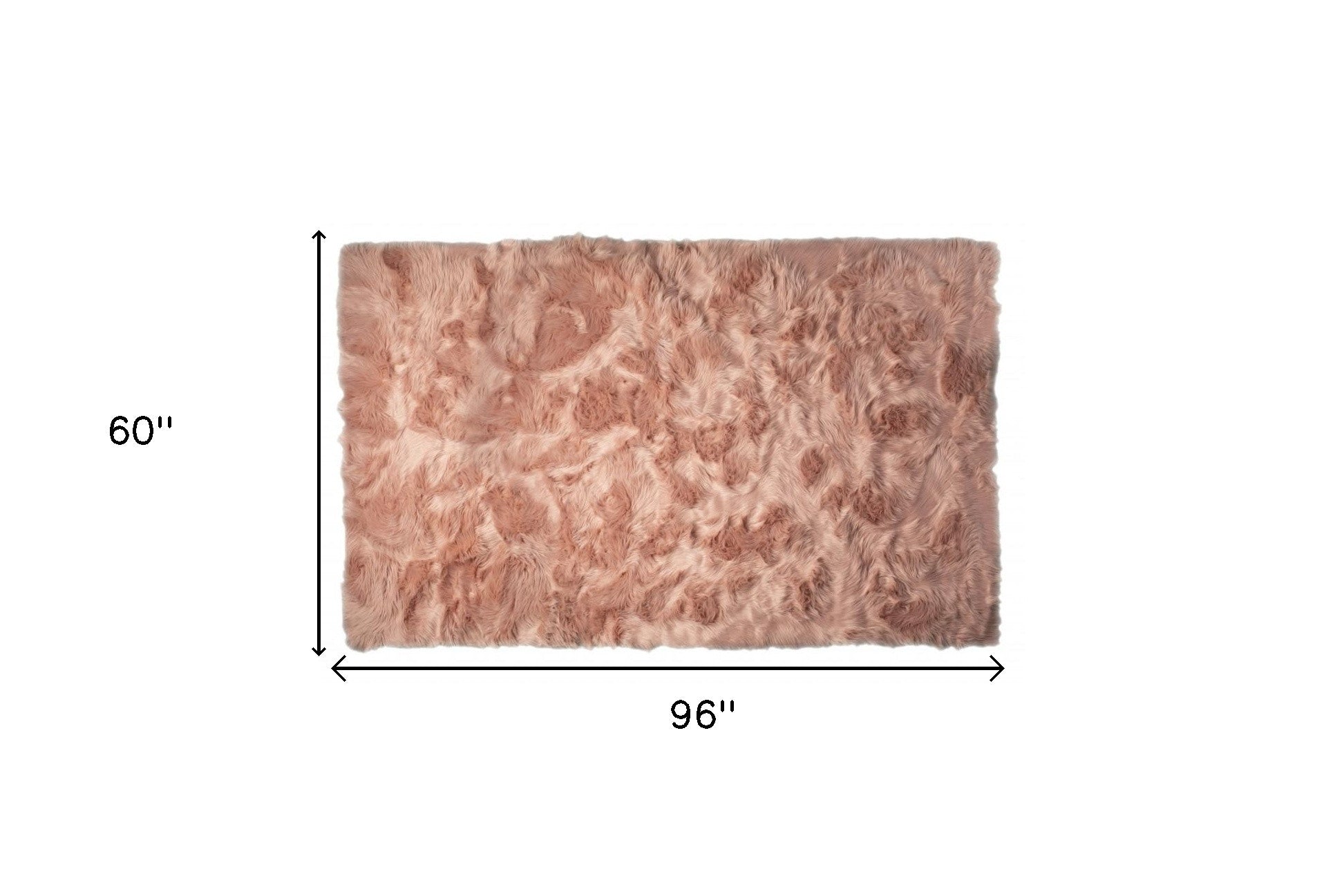 5' X 8' Dusty Rose Faux Fur Non Skid Area Rug