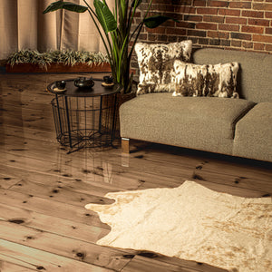 4'x 5' Off White And Silver Faux Cowhide Non Skid Area Rug