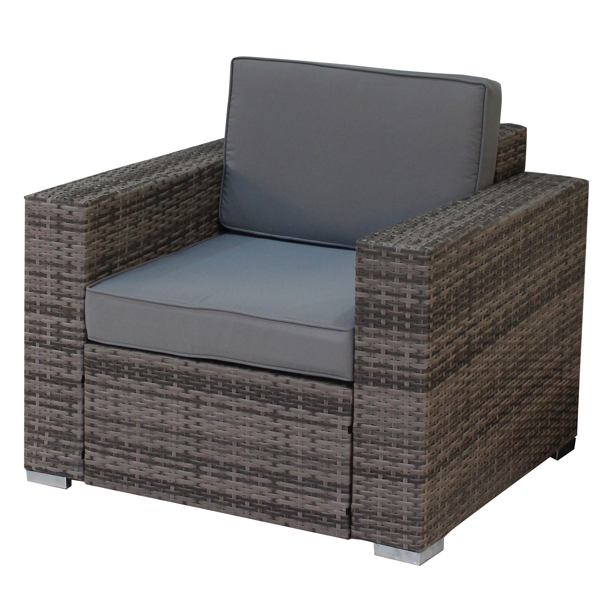 Three Piece Gray SQA Faux Rattan and Slate Gray Outdoor Seating Set with Table