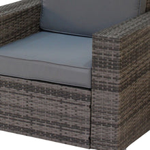Three Piece Gray SQA Faux Rattan and Slate Gray Outdoor Seating Set with Table