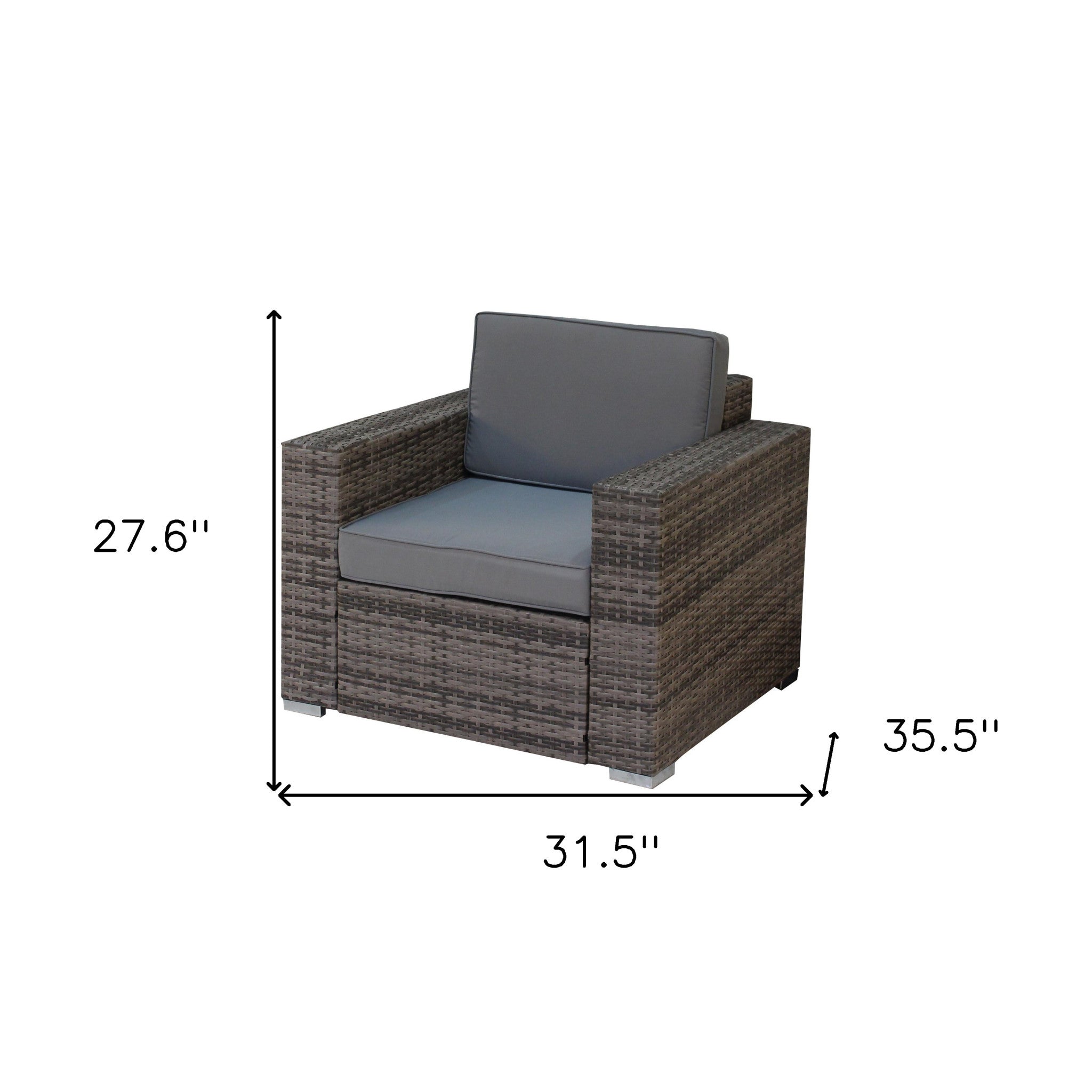 Three Piece Gray SQA Faux Rattan and Slate Gray Outdoor Seating Set with Table
