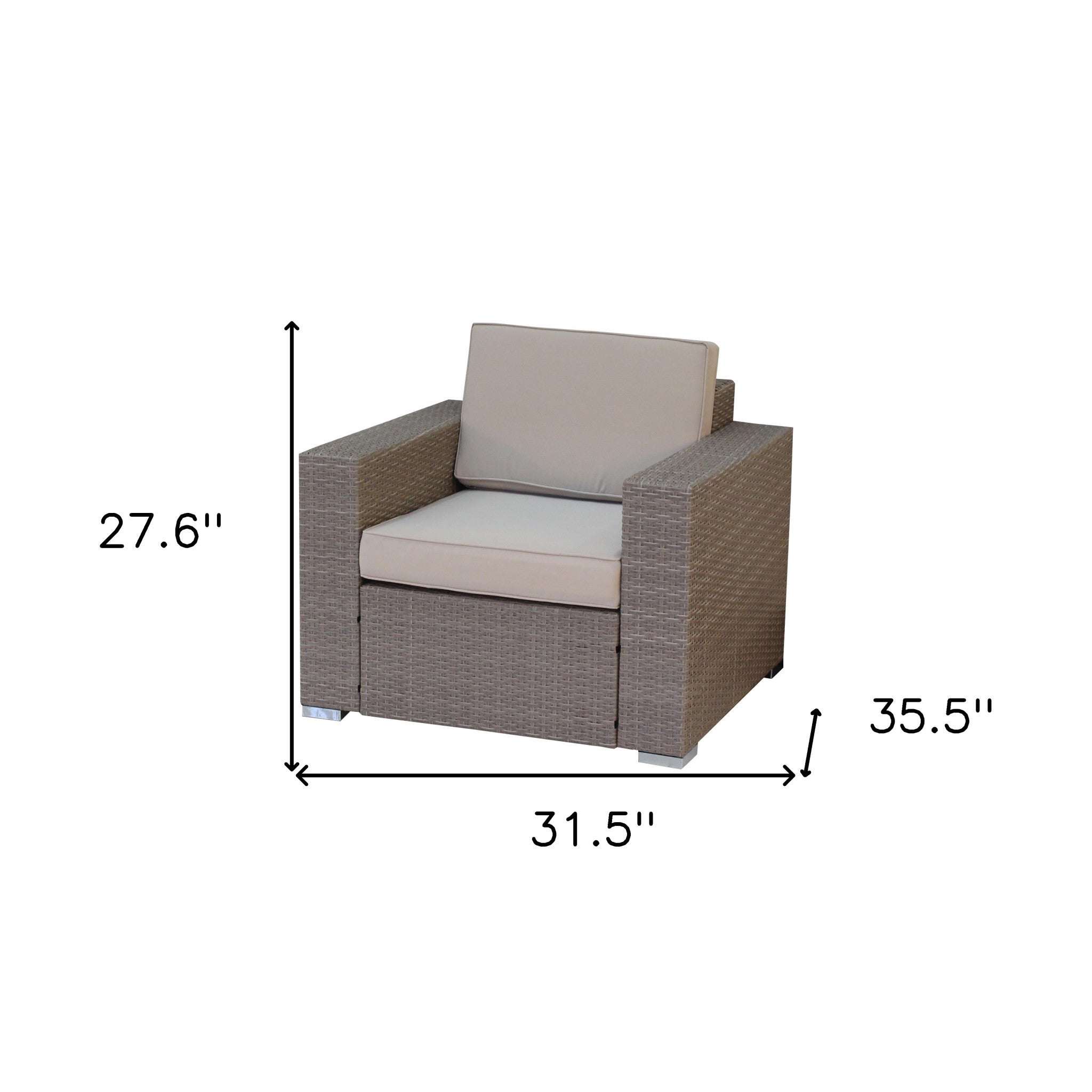 Three Piece Beige SQA Faux Rattan and Tan Outdoor Seating Set with Table