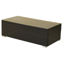 Three Piece Black RA Faux Rattan and Ivory Outdoor Seating Set with Table